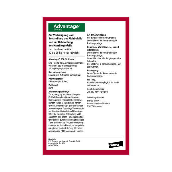 ADVANTAGE 250 Lösung f.Hunde 10-25 kg