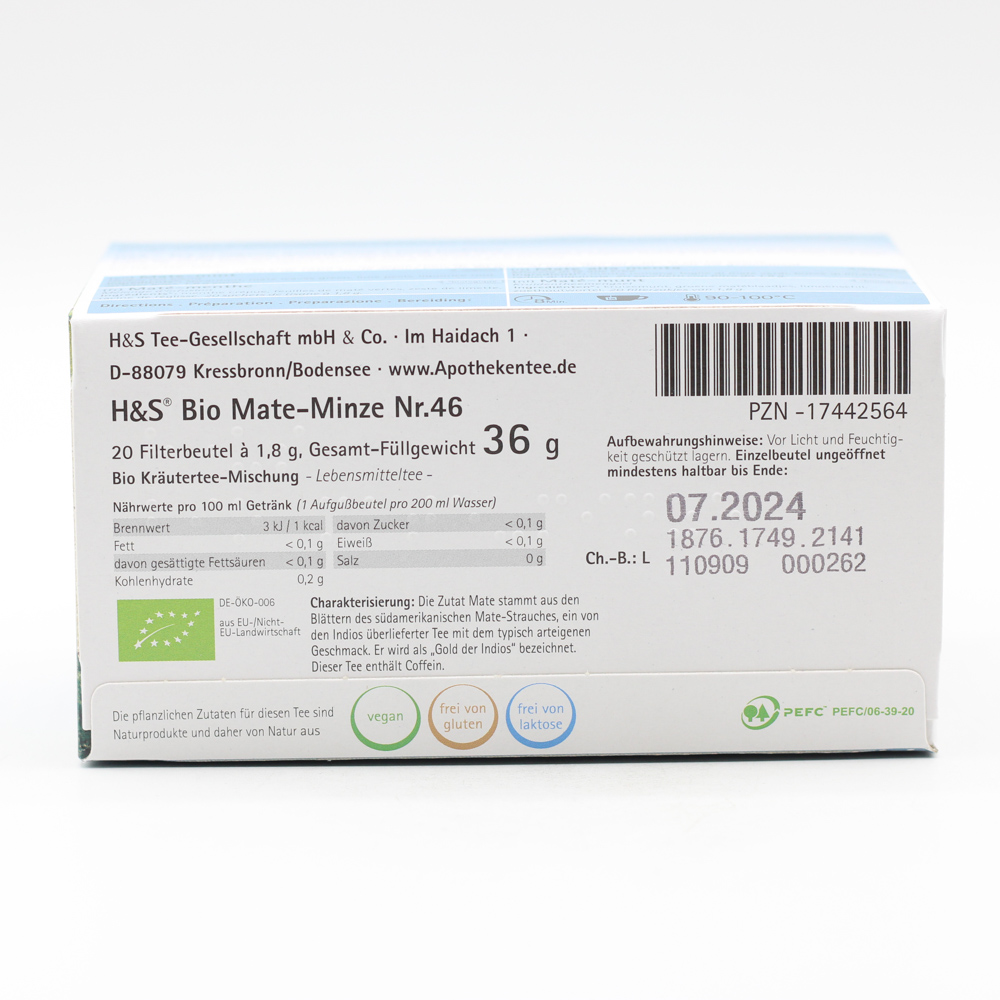H&S Bio Mate-Minze Filterbeutel