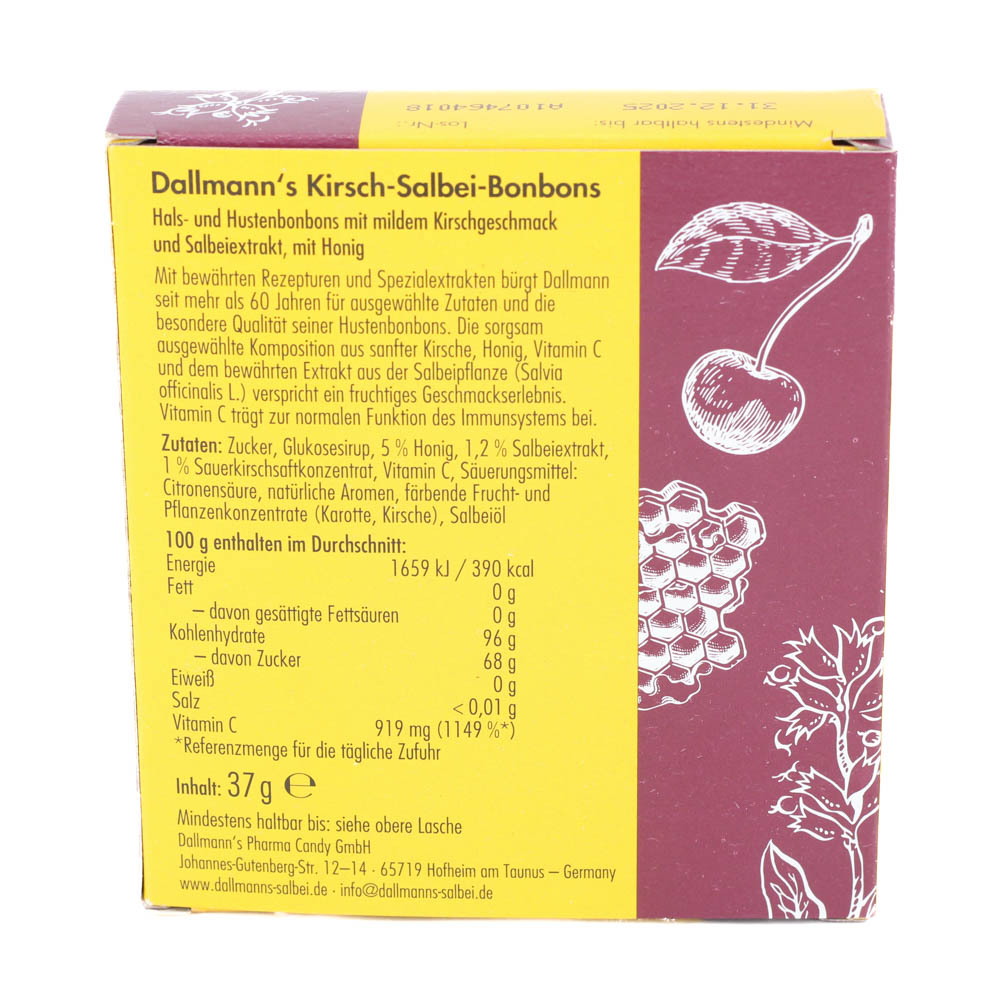 DALLMANNS Kirsch Salbei Bonbons m.Vitamin C+Honig