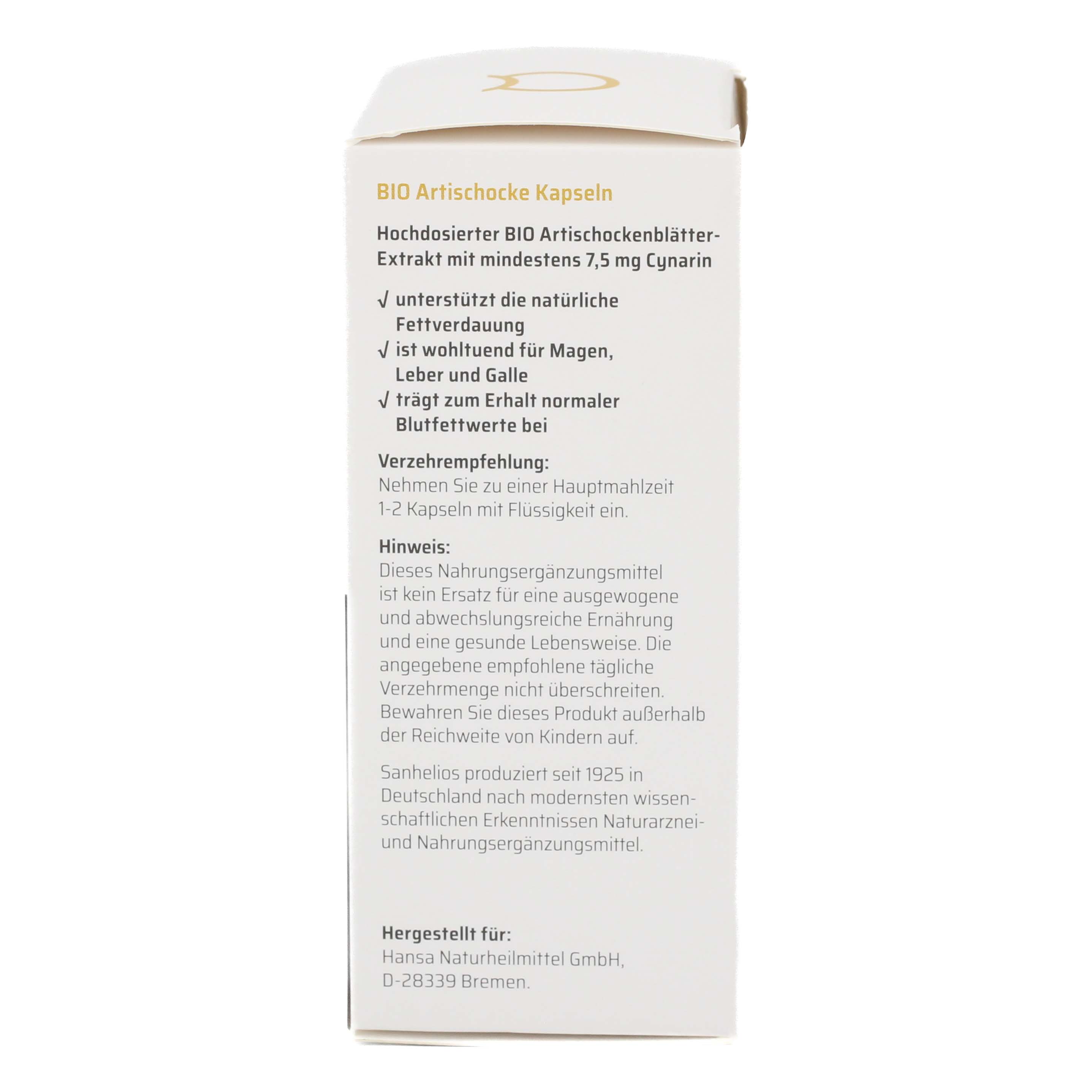 SANHELIOS Bio Artischocke Kapseln