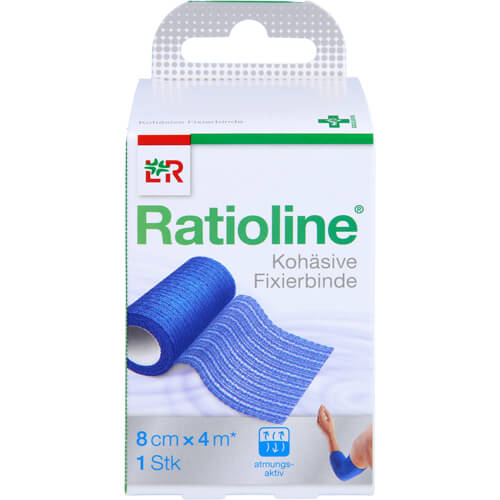 RATIOLINE acute Fixierbinde kohäsiv 8 cmx4 m blau