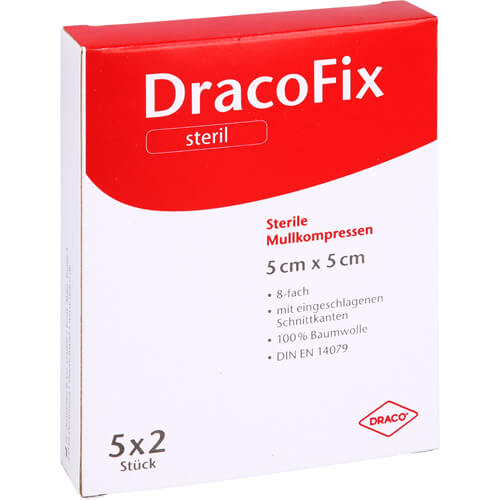 DRACOFIX PEEL Kompressen 5x5 cm steril 8fach