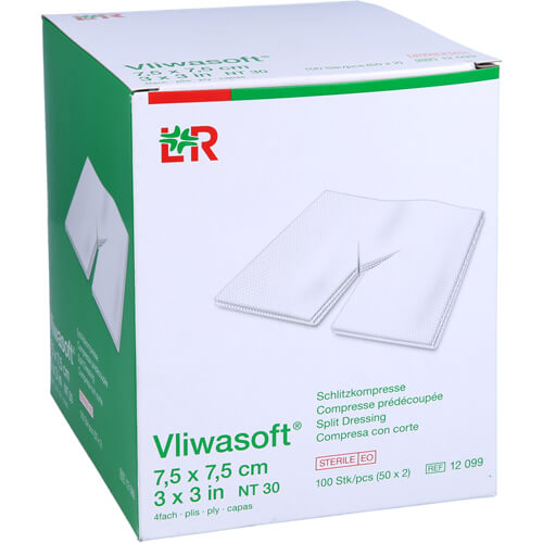 VLIWASOFT Schlitzkompressen 7,5x7,5 cm steril 4l.