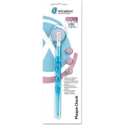 MIRADENT Plaquetest Mira2+Spiegel blau transparent