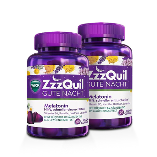 WICK ZzzQuil Gute Nacht Einschlafhilfe mit Melatonin (2x60 St)