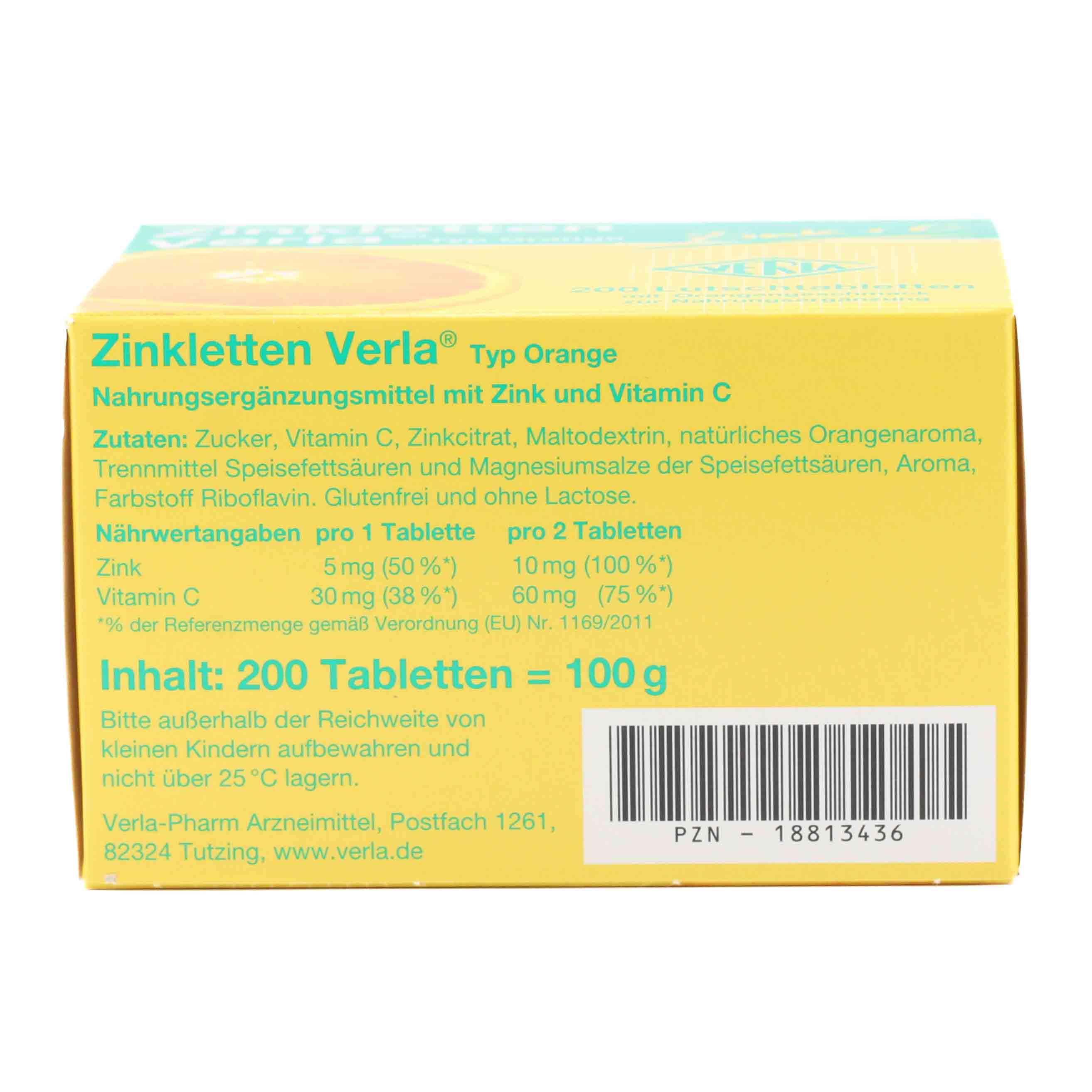 ZINKLETTEN Verla Orange Lutschtabletten