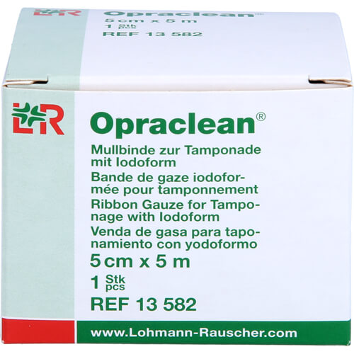 OPRACLEAN Mullbinde z.Tampon.m.Jodoform 5 cmx5 m