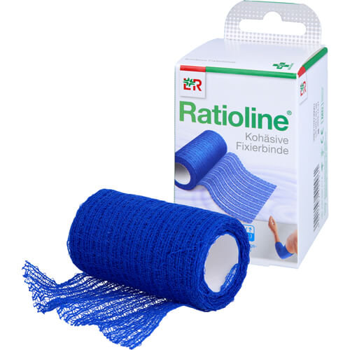 RATIOLINE acute Fixierbinde kohäsiv 8 cmx4 m blau